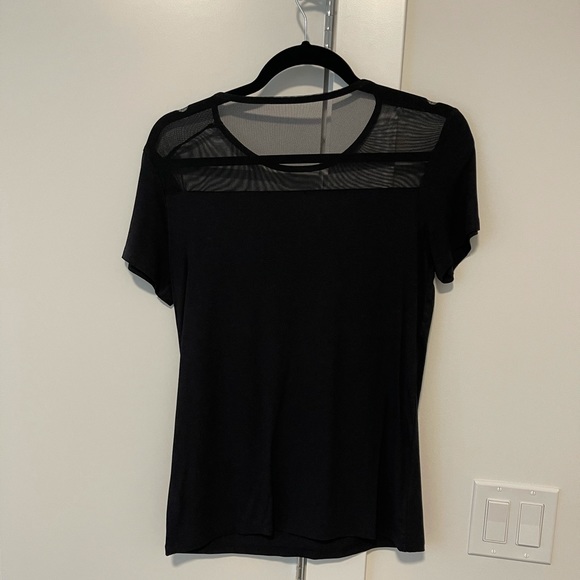 Suzy Shier smart black top with sheer detail. Size medium. New - Picture 2 of 2